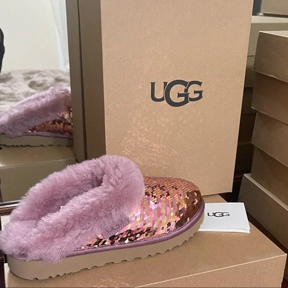 UGG | Cluggette Sequins PINK Slippers New In Box - Picture 13 of 15